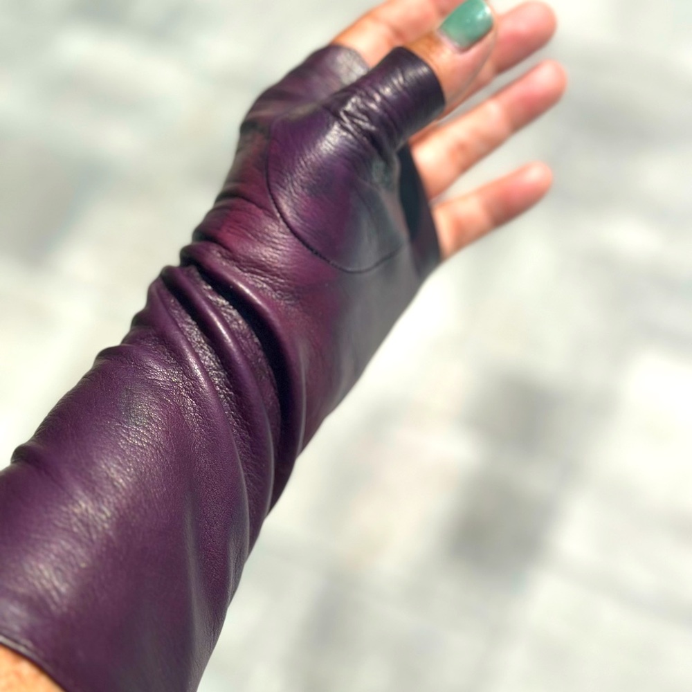 Carolina Amato doeskin fingerless gloves 7.5